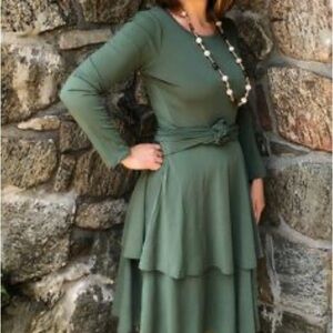 Elegant Olive Green Georgia Dress